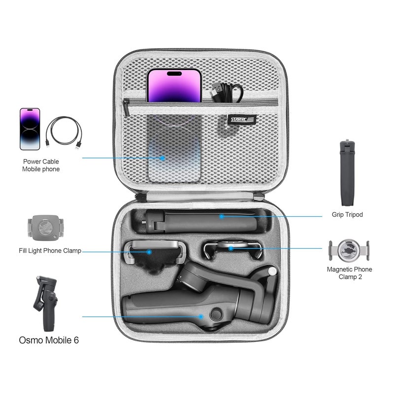STARTRC حقيبة تخزين محمولة مقاومة للماء من بولي يوريثان (PU) لحقيبة السفر TravelMate لجهاز DJI Osmo Mobile 6 مثبت الجيمبال - Image 2