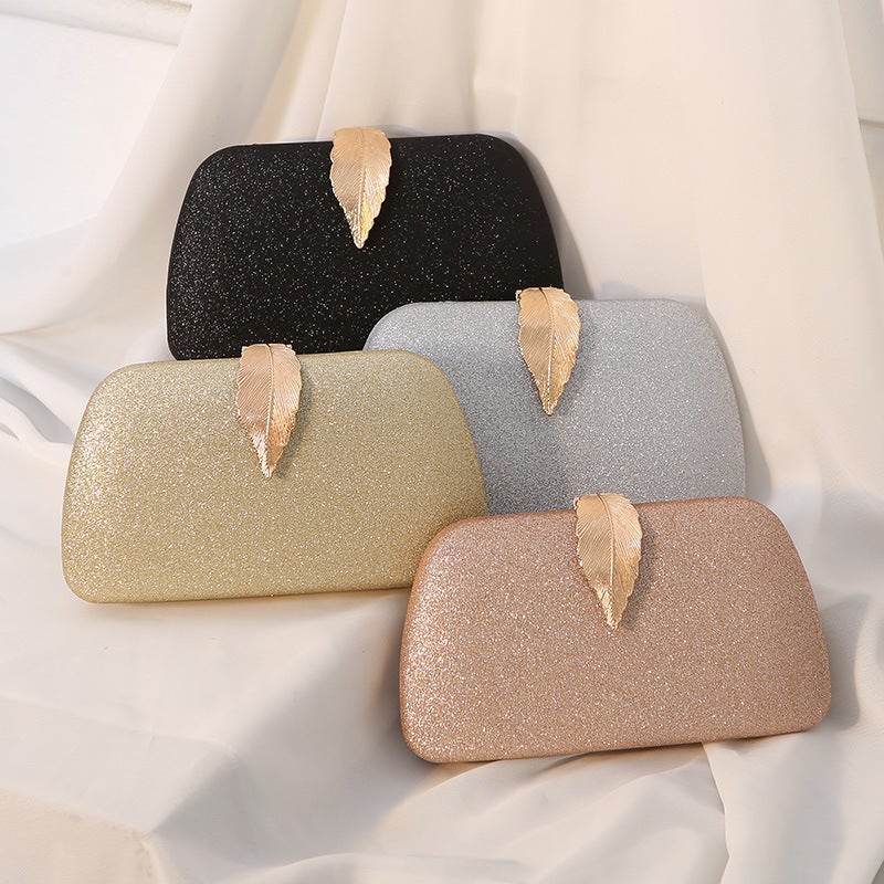 Evening Bag Metal Leaf Box Bag Small Square Bag Banquet Dress Clutch Small Handbag For Women - Image 2