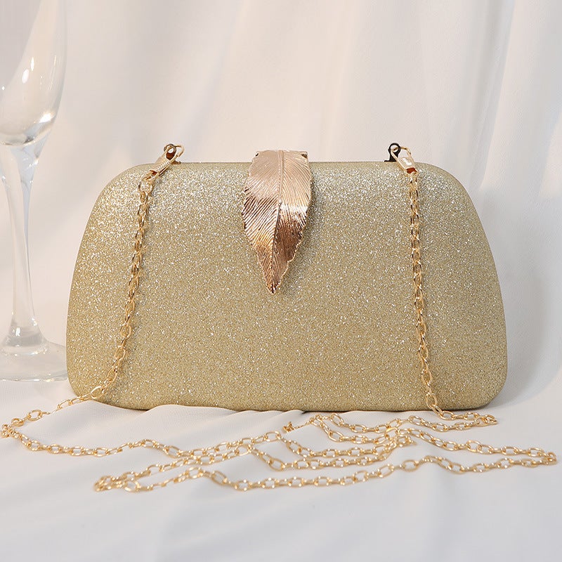 Evening Bag Metal Leaf Box Bag Small Square Bag Banquet Dress Clutch Small Handbag For Women - Image 3