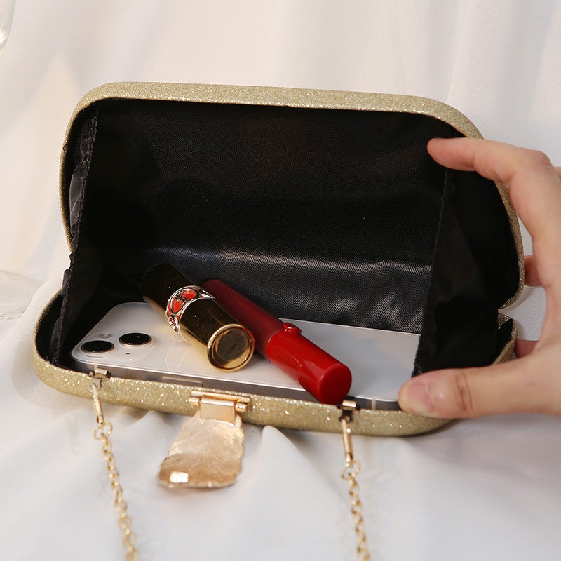 Evening Bag Metal Leaf Box Bag Small Square Bag Banquet Dress Clutch Small Handbag For Women - Image 5