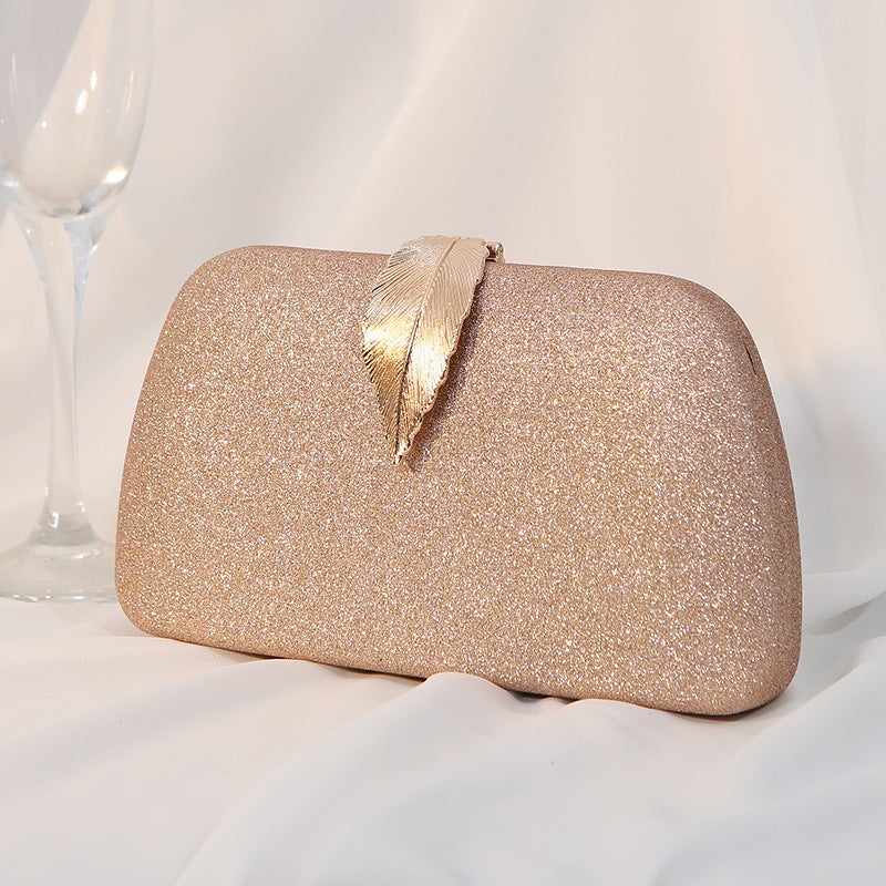 Evening Bag Metal Leaf Box Bag Small Square Bag Banquet Dress Clutch Small Handbag For Women - Image 1