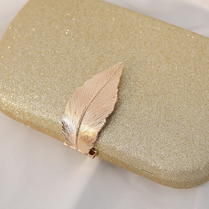 Evening Bag Metal Leaf Box Bag Small Square Bag Banquet Dress Clutch Small Handbag For Women - Image 4