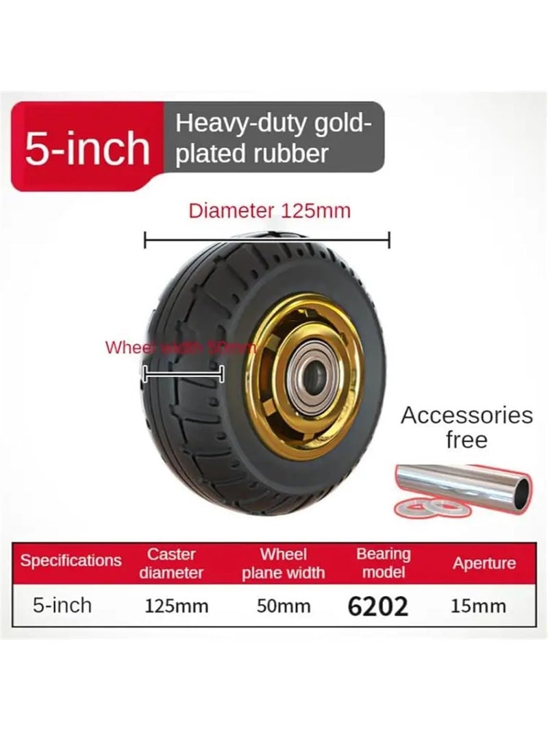 5 Inch Heavy Duty Caster Wheel 50mm Wide Rubber Silent Industrial Trolley Trailer Single Piece Humavee - Image 4
