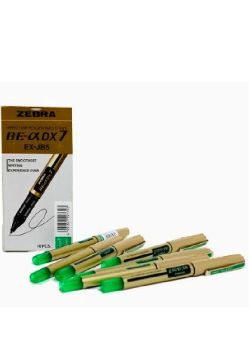 ZEBRA 10 Piece DX7 Direct Ink Roller Green Ink 0.7mm  - Image 1