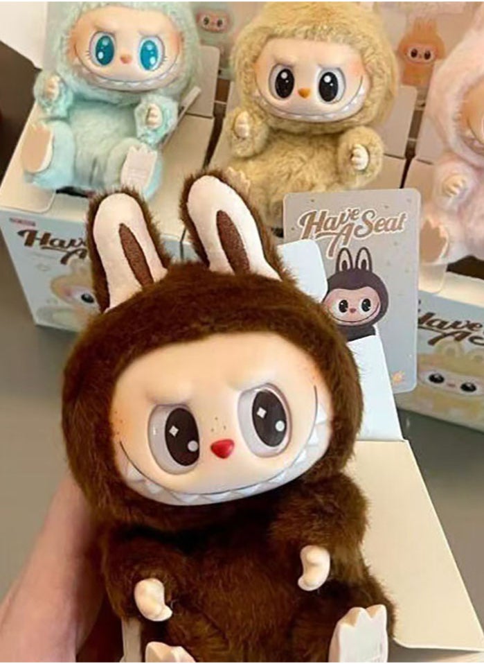 null - Labubu Plush Toy, Labubu Second-Generation Sit-Down Party Series, Cute Keyring, 17cm - Image 1