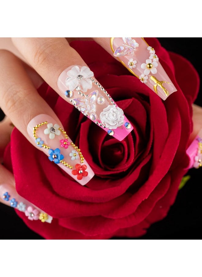 BELLEBOOST Mixed 3D Nail Art Gem Decoration Accessories Kit 1 Aurora Bear Bow Butterfly Starry Ab Rhinestone Charm Jewelry For Deco Pearl Flower Caviar Bead Stone Crystal With Dualend Brush And Tweezer  - Image 5