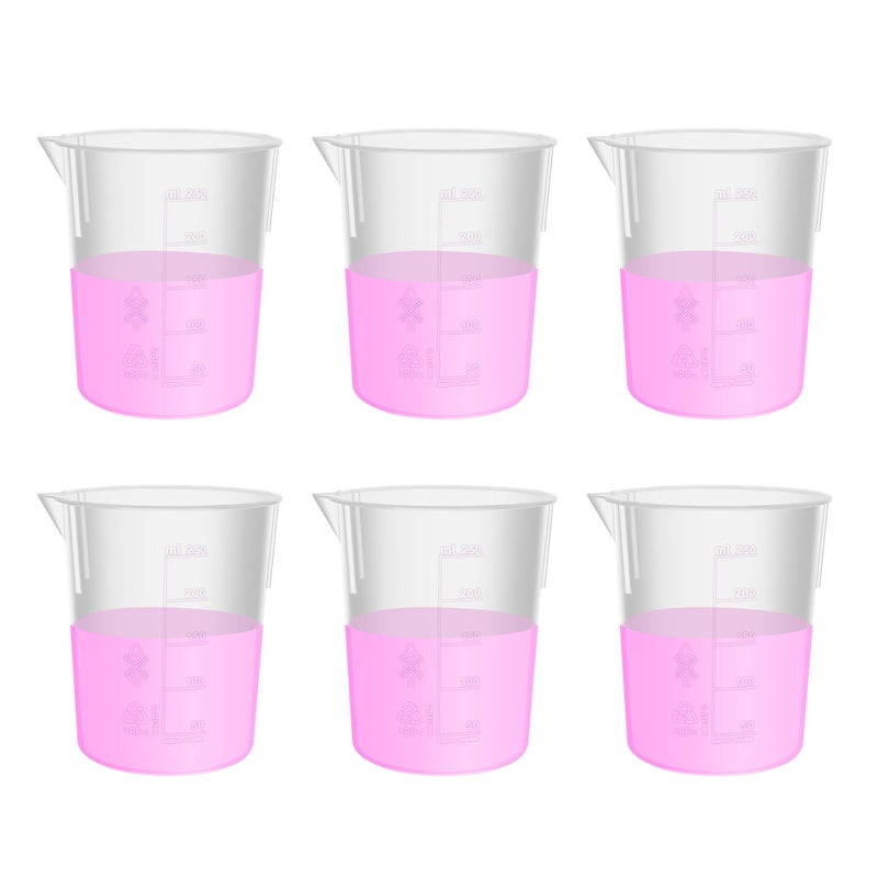 Labvida 6pcs of Stackable Plastic Beakers Vol250ml PP Material with Molded Graduation LVB002