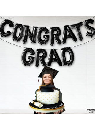 KatchOn, Black Congrats Grad Balloons - 16 Inch | Congrats Grad Banner Balloons for Graduation Decorations 2025 | Congratulations Balloon | 2025 graduation decorations - view 5