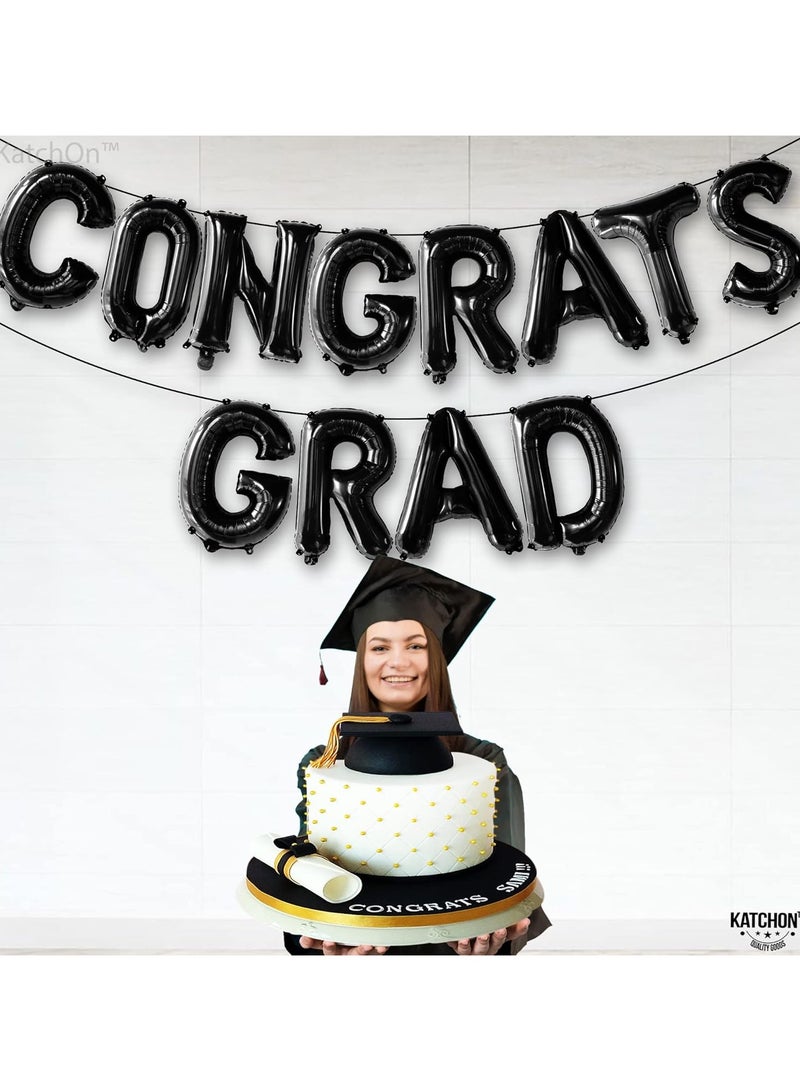 KatchOn, Black Congrats Grad Balloons - 16 Inch | Congrats Grad Banner Balloons for Graduation Decorations 2025 | Congratulations Balloon | 2025 graduation decorations - Image 5