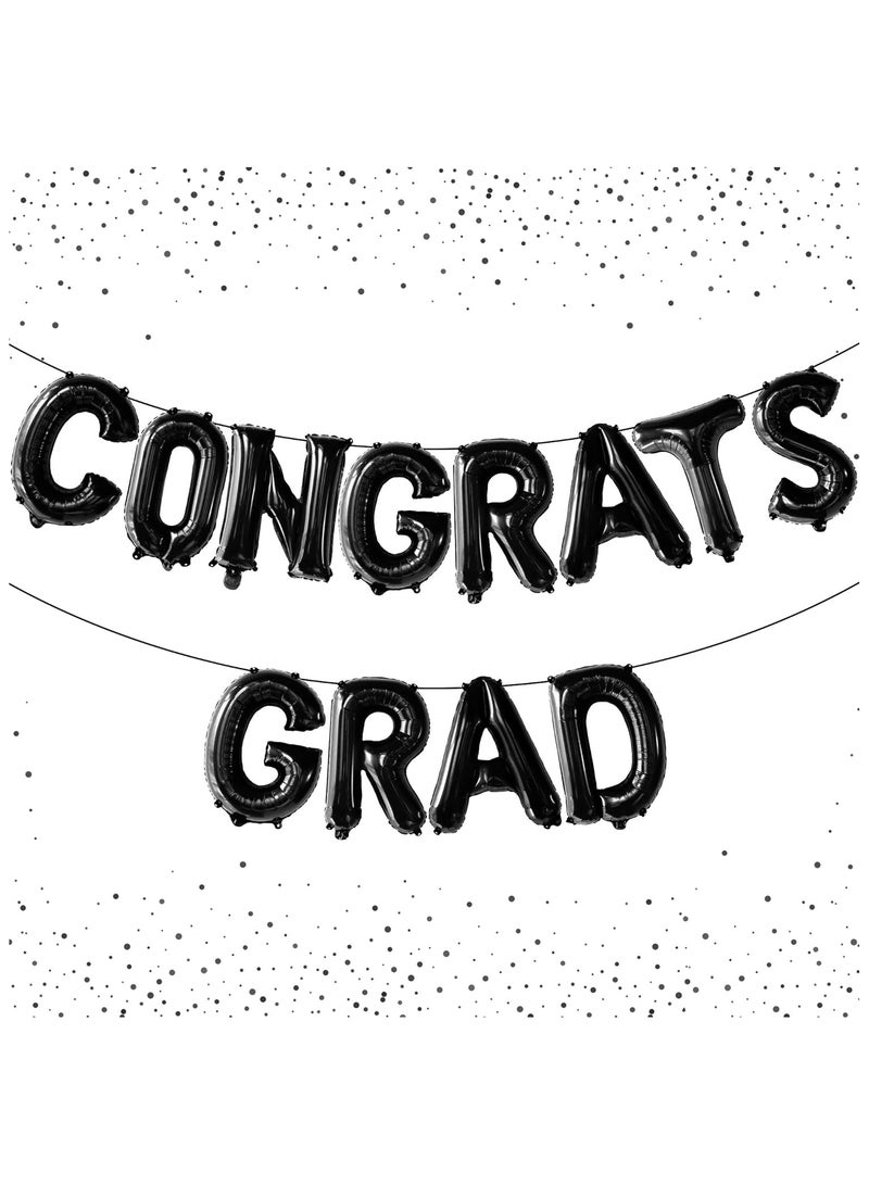 KatchOn, Black Congrats Grad Balloons - 16 Inch | Congrats Grad Banner Balloons for Graduation Decorations 2025 | Congratulations Balloon | 2025 graduation decorations - Image 1