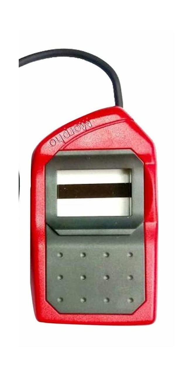 EMIRATES INTERNATIONAL ماسح بصمات الأصابع البيومترية مورفو L1 مع خدمة RD مجانية لمدة 3 سنوات وأحدث إصدار للجهاز | تقنية عالية الأمان محدثة | جهاز سهل الحمل | مصادقة أدهار - أحمر وأسود - Image 1