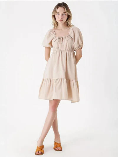 BIG DART BDART Square Neck A-Form Mini Dress with Bow