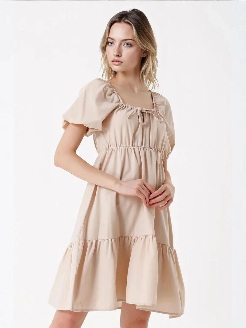 BIG DART BDART Square Neck A-Form Mini Dress with Bow