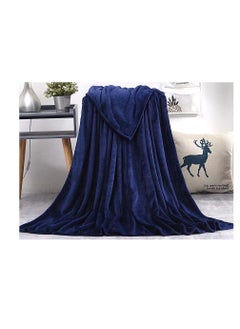 RISHAHOME Light weight Extra Soft King Size Solid Blanket all season Flannel Fleece Throw Blanket 200x230cm 100% Polyester-Blue  - Image 1