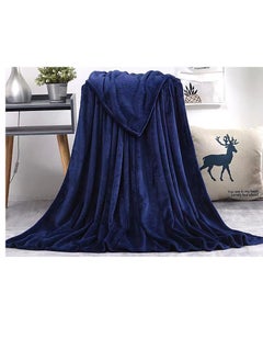 RISHAHOME Light weight Extra Soft King Size Solid Blanket all season Flannel Fleece Throw Blanket 200x230cm 100% Polyester-Blue  - Image 2