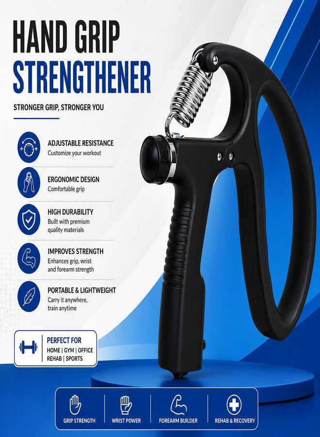 COOL INDIANS D Shape Adjustable Hand Gripper 10-100KG with Counter | Professional Grip Strength Trainer | Forearm & Wrist Exerciser | Gym Workout Tool for Men & Women (Black) - Image 4