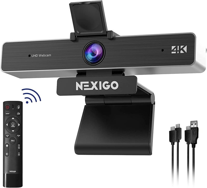 NEXIGO Zoom Certified, N950P 4K Zoomable Webcam with Remote Control, Sony_Starvis Sensor, 5X Digital Zoom, Pro Web Camera with Dual Stereo Mics, for Zoom Skype Teams Twitch - Image 1