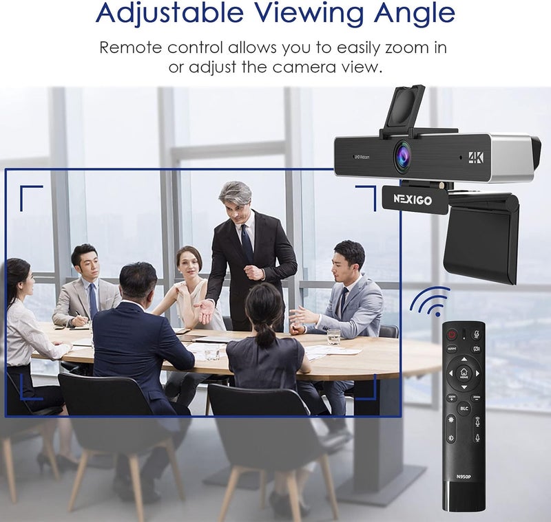 NEXIGO Zoom Certified, N950P 4K Zoomable Webcam with Remote Control, Sony_Starvis Sensor, 5X Digital Zoom, Pro Web Camera with Dual Stereo Mics, for Zoom Skype Teams Twitch - Image 3