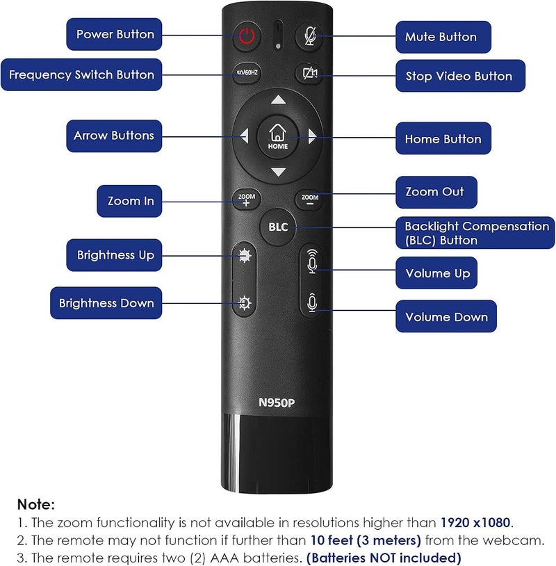 NEXIGO Zoom Certified, N950P 4K Zoomable Webcam with Remote Control, Sony_Starvis Sensor, 5X Digital Zoom, Pro Web Camera with Dual Stereo Mics, for Zoom Skype Teams Twitch - Image 5