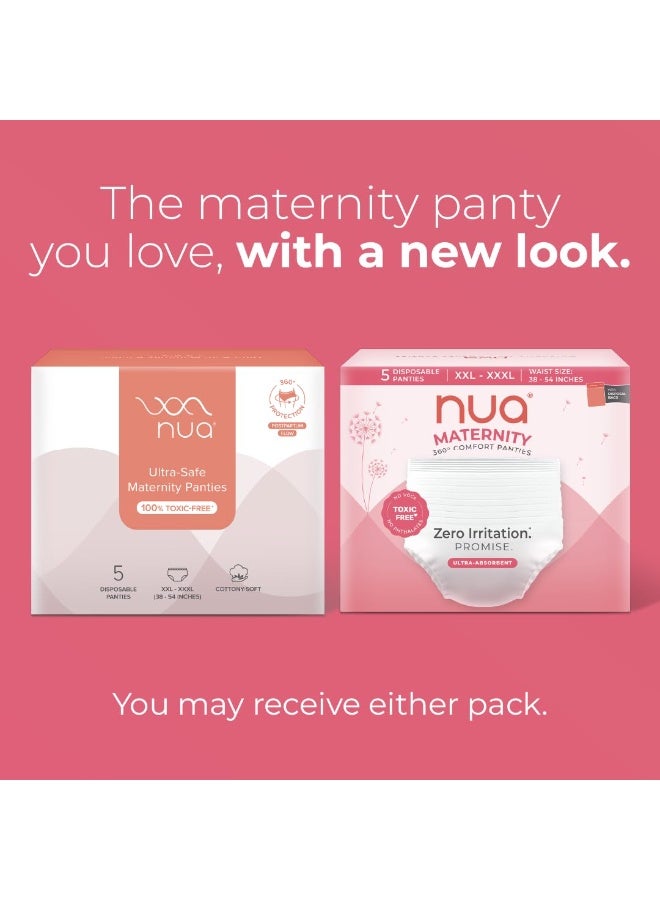 Nua 360° Comfort Maternity Panties XXL-XXXL (38-54 INCHES) | Pack of 5 | For Postpartum Bleeding and Clots | Absorbs Heavy Gushes | Zero Irritation | 4x Comfort | 360 Degree Protection | Soft | Breathable | 100% Toxic-Free, Dermatologically Tested - Image 2