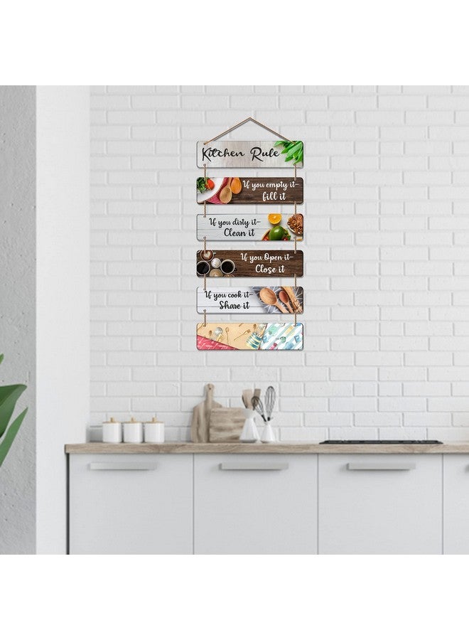 آرتفيب قطعة ديكور حائطية للمطبخ | غرفة النوم | عناصر اقتباسات المطبخ | فن الحائط للقاعة | مجموعة من 6 قطع من حامل الحائط المصنوع من مادة MDF (Wh_3265N)، خشب هندسي - Image 3