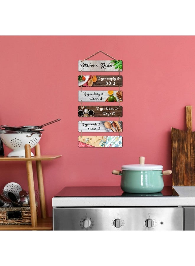 آرتفيب قطعة ديكور حائطية للمطبخ | غرفة النوم | عناصر اقتباسات المطبخ | فن الحائط للقاعة | مجموعة من 6 قطع من حامل الحائط المصنوع من مادة MDF (Wh_3265N)، خشب هندسي - Image 4