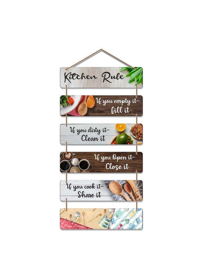 آرتفيب قطعة ديكور حائطية للمطبخ | غرفة النوم | عناصر اقتباسات المطبخ | فن الحائط للقاعة | مجموعة من 6 قطع من حامل الحائط المصنوع من مادة MDF (Wh_3265N)، خشب هندسي - Image 1