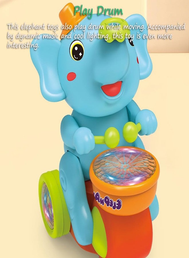 Miracland Drumming Elephant Car, Multifunctional Musical Blow Floating Ball, Tricycle with Universal Wheel, Lights and Music, 2 Foam Balls (Yellow) - Image 5
