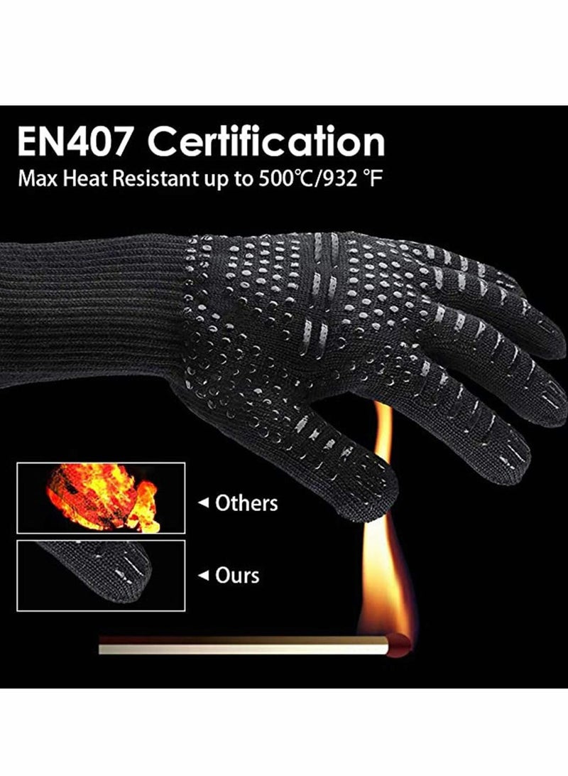SYOSI BBQ Grill Gloves, 932°F Extreme Heat Resistant Oven Mitts, Silicone Non-slip Kitchen Cooking Gloves for Barbecue, Cooking, Baking, Grilling, BBQ, 1 pair - Image 5
