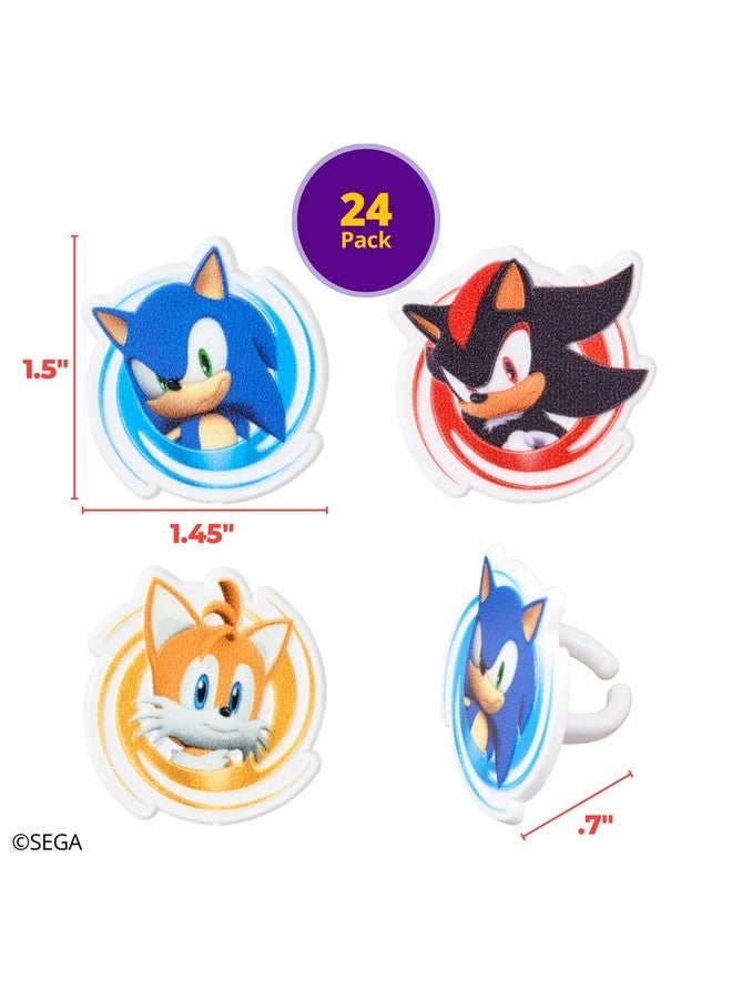 DecoPac DecoPac Sonic the Hedgehog Rings, Cupcake Decorations Featuring Sonic, Tails, and Shadow - 24 Pack  - Image 4