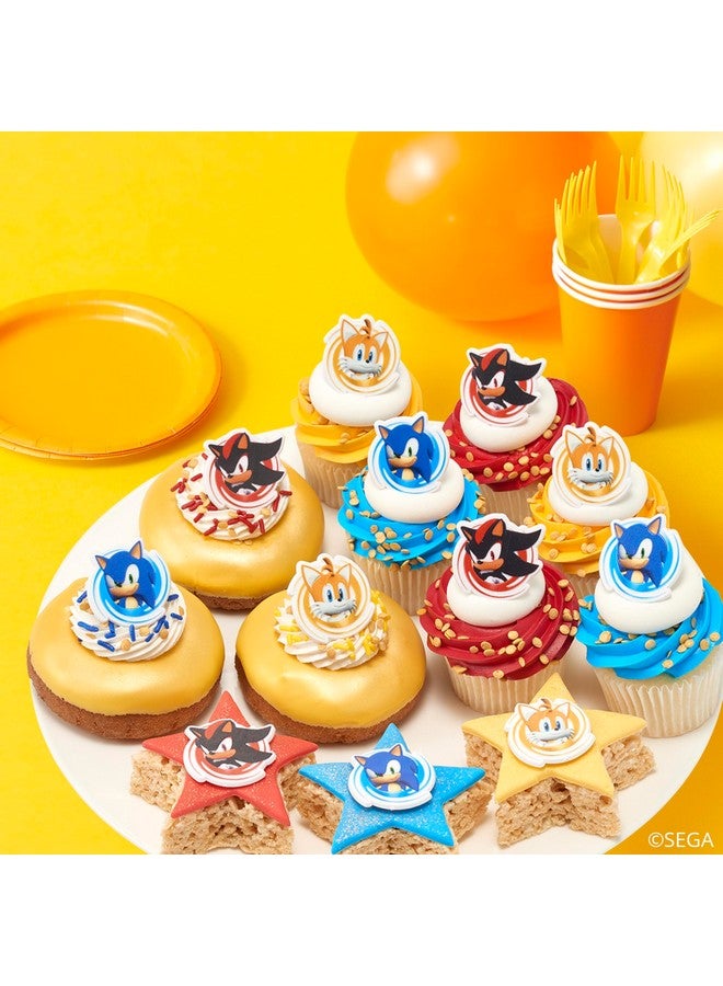 DecoPac DecoPac Sonic the Hedgehog Rings, Cupcake Decorations Featuring Sonic, Tails, and Shadow - 24 Pack  - Image 5