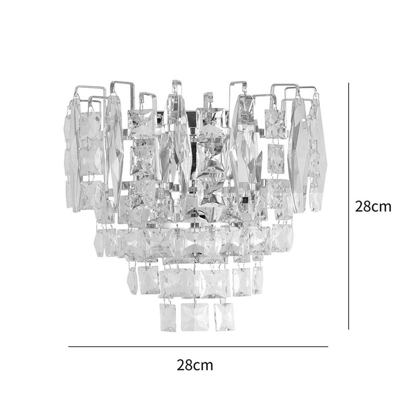 DANUBE HOME Amira Crystal Wall Lamp Contemporary Indoor Wall Lamps Wall Mounted Lanterns E14 Bulb Base Modern Design Indoor Lighting For Bedroom Dining Living Room L28xW28xH20cm-Chrome - Image 4