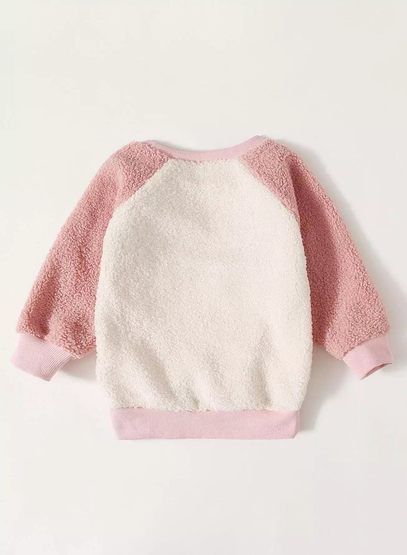 Toddler Girls 3D Panda Ear Design Teddy Sweatshirt - Image 2