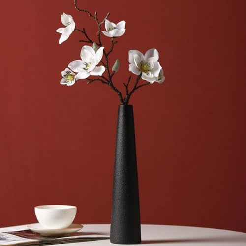 VANTOBEST Small Ceramic Bud Vase Tall Conic Flower Single Stem Vase Black Vase Home Decorative Floral Centerpiece for Wedding and Office (Black) - Image 3