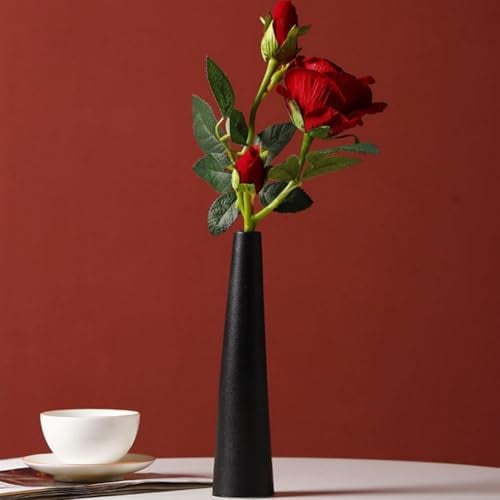 VANTOBEST Small Ceramic Bud Vase Tall Conic Flower Single Stem Vase Black Vase Home Decorative Floral Centerpiece for Wedding and Office (Black) - Image 4