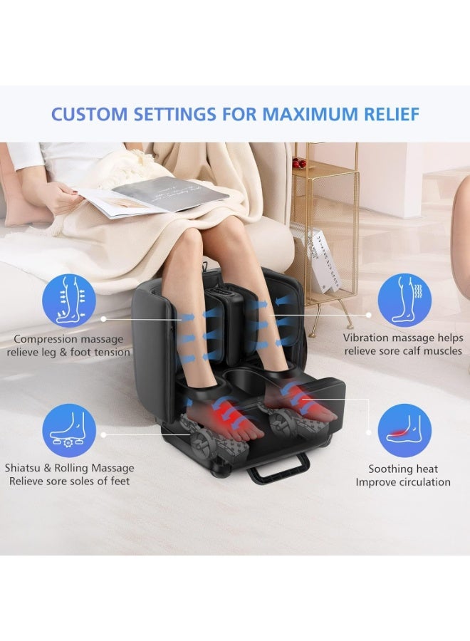 COMFIER 2-in-1 Foot & Lag Massager Ottoman with Heat, Shiatsu Deep Kneading Leg Massager with Air Compression, Vibration & Foldable Foot Rest, Adjustable Intensity, CF-5001 - Image 3