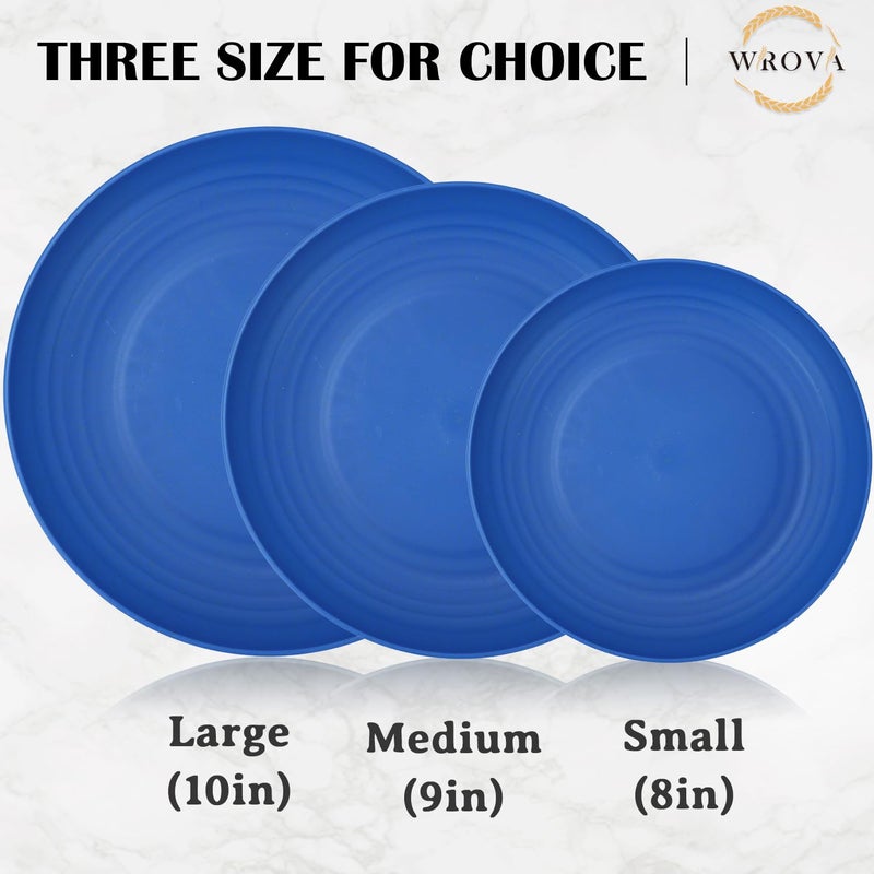 Wrova Wheat Straw Salad Plates - 9 Inch Unbreakable Dinner Set of 8 Dishwasher & Microwave Safe Plastic Reusable Lightweight for kitchen,camping (Ocean),Ocean Series:Gradient Blue - Image 3