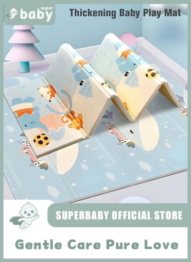 SuperBaby XPE Baby Play Mat, Reversible Foldable Playmat Portable Extra Large Thick Foam Crawling playmats with Travel Bag for Infants, Babies,Toddlers, Indoor Outdoor Use, BPA Free, 150*200cm,15mm - Image 1