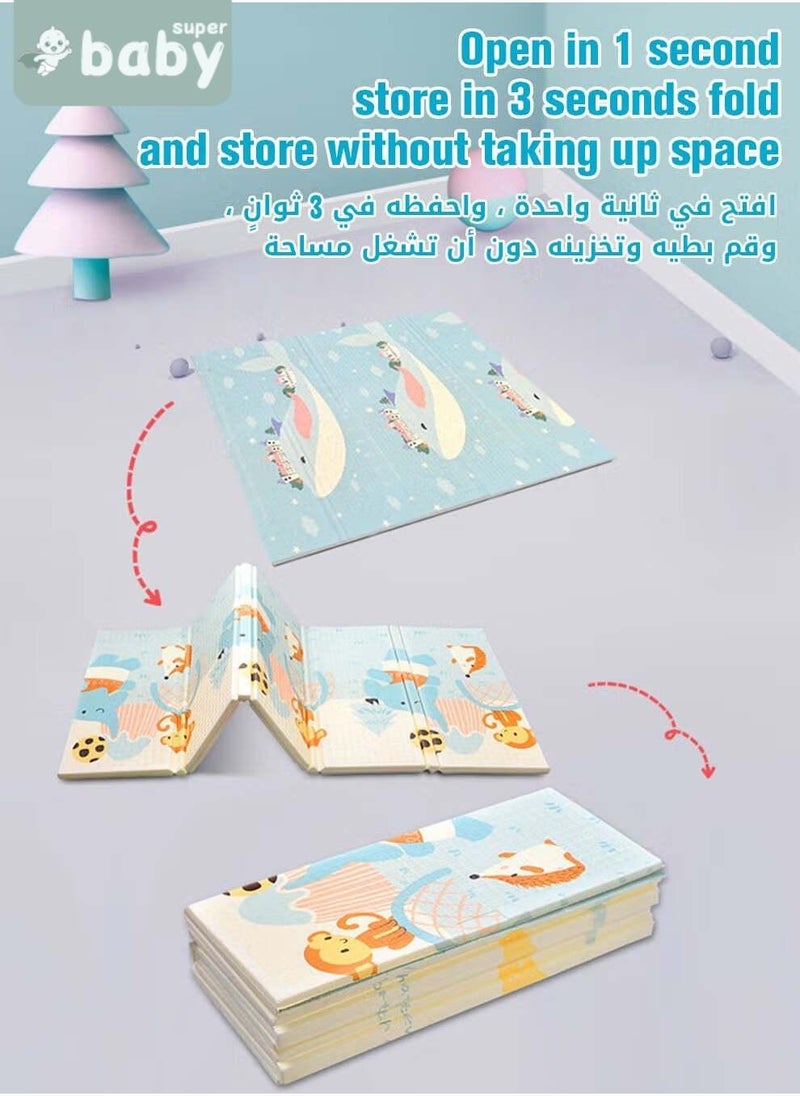 SuperBaby XPE Baby Play Mat, Reversible Foldable Playmat Portable Extra Large Thick Foam Crawling playmats with Travel Bag for Infants, Babies,Toddlers, Indoor Outdoor Use, BPA Free, 150*200cm,15mm - Image 4