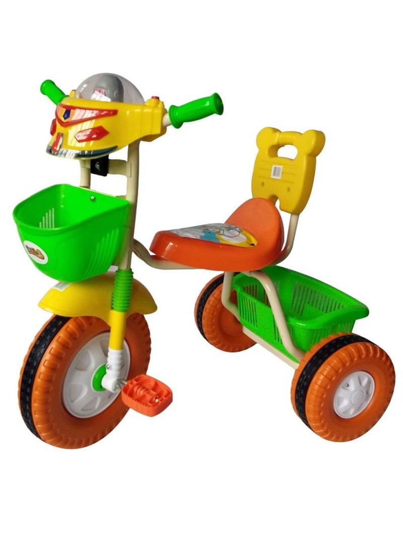 Comfortable Seat Plastic Basket Tricycle With Non-Slip Grips For Kids
