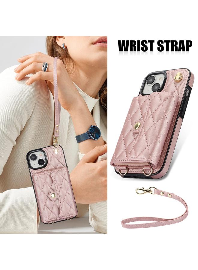 S-TOP Case For iPhone 14 Crossbody Rhombic Horizontal Wallet Leather Phone Case - Image 2