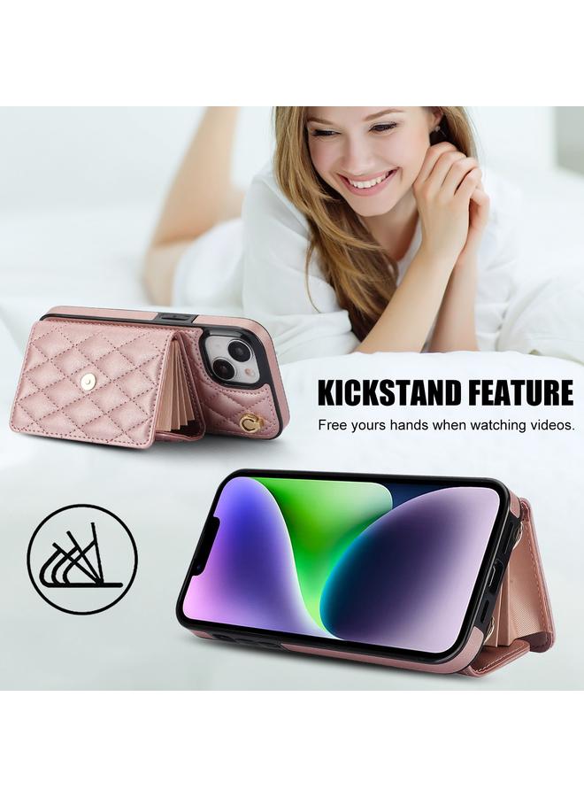 S-TOP Case For iPhone 14 Crossbody Rhombic Horizontal Wallet Leather Phone Case - Image 3