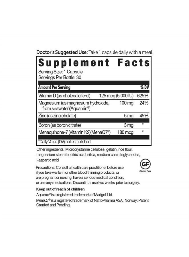 Dr. Whitaker BeyonD3 - Vitamin D3 Supplement 5,000 IU Plus Boron, Vitamin K2, Magnesium & Zinc - Supports Immune Health, Calcium Metabolism & Bone Mineralization (30 Capsules) - Image 2