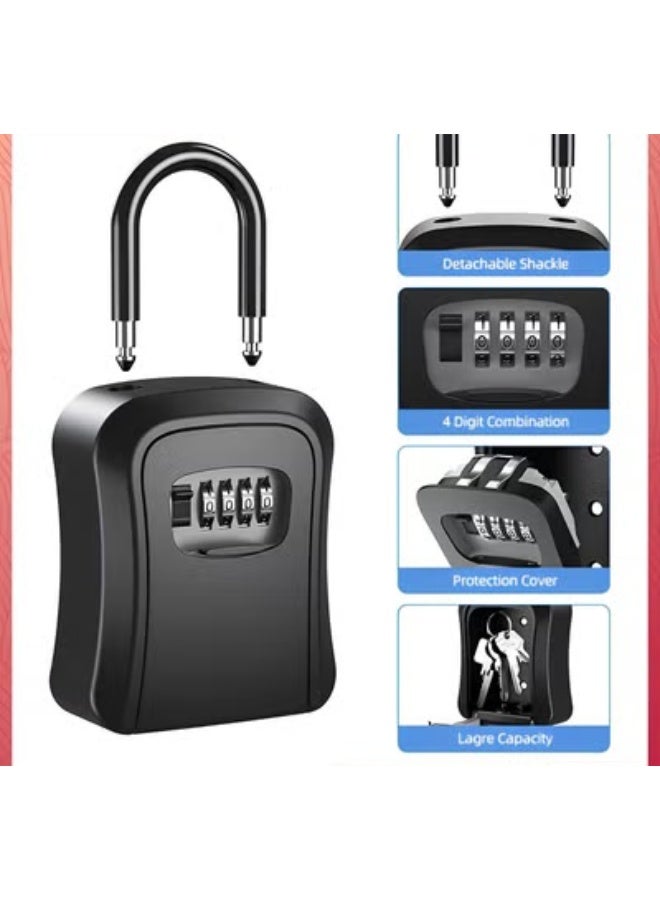 EETU Key Lock Box,Portable Combination Lockbox Wall-Mounted Key Storage Box For House Keys,Resettable Code Safe Security Lock Box For Home,Office,Apartment Spare Key Storage,1 Pack,Pure Black - Image 5