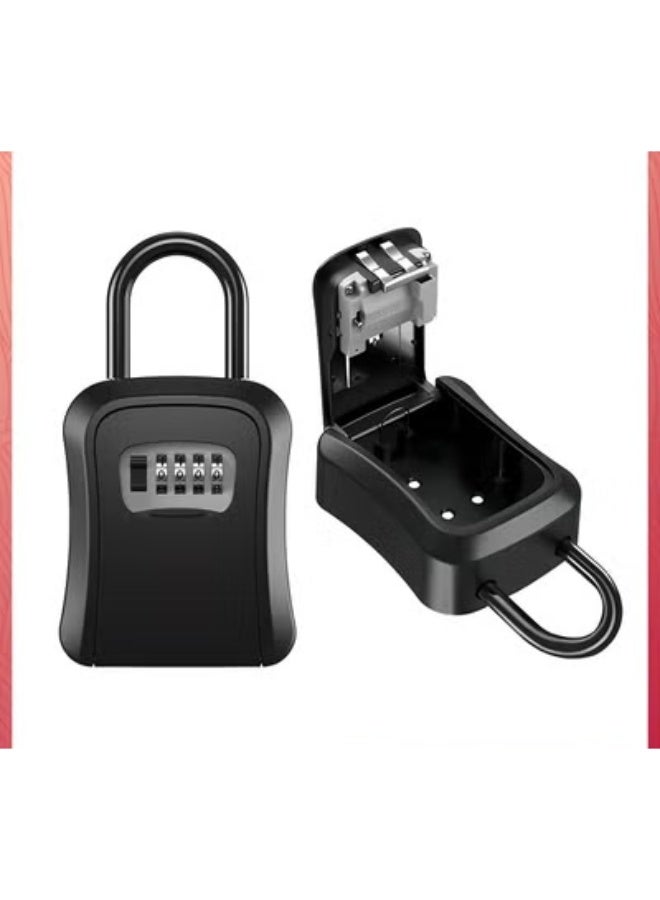 EETU Key Lock Box,Portable Combination Lockbox Wall-Mounted Key Storage Box For House Keys,Resettable Code Safe Security Lock Box For Home,Office,Apartment Spare Key Storage,1 Pack,Pure Black - Image 1