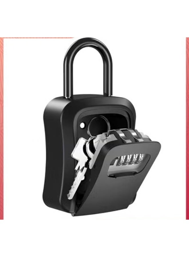 EETU Key Lock Box,Portable Combination Lockbox Wall-Mounted Key Storage Box For House Keys,Resettable Code Safe Security Lock Box For Home,Office,Apartment Spare Key Storage,1 Pack,Pure Black - Image 2