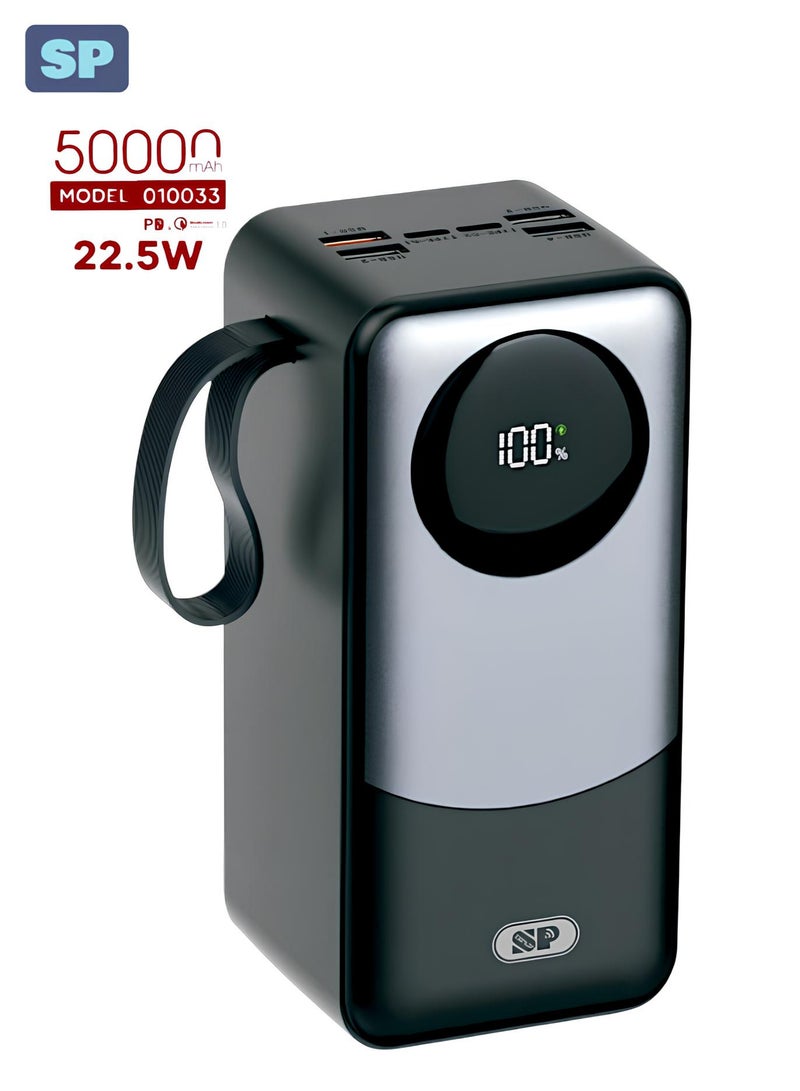 أس بي باور بانك فائق السعة 50,000 مللي أمبير – شحن سريع PD وQC3.0 | منافذ متعددة USB وType-C | بطارية محمولة عالية الأداء - Image 1
