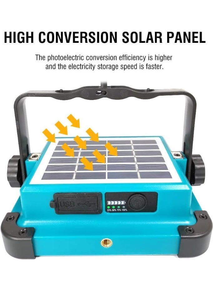 دي إل سي  مصباح عمل LED شمسي محمول بقوة 30 واط مع منفذ USB قابل لإعادة الشحن DLC-32812 - Image 4