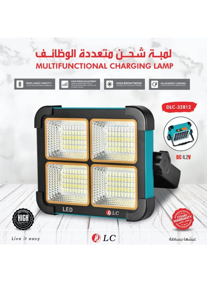 دي إل سي  مصباح عمل LED شمسي محمول بقوة 30 واط مع منفذ USB قابل لإعادة الشحن DLC-32812 - Image 1