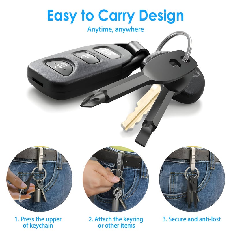Luca Elf Aid Stocking Stuffers for Men, 4-in-1 Pocket Screwdriver Keychain Tools, Mens Christmas Gifts for Dad Husband Boyfriends, White Elephant Gift Adults Cool Gadgets - Black - Image 3